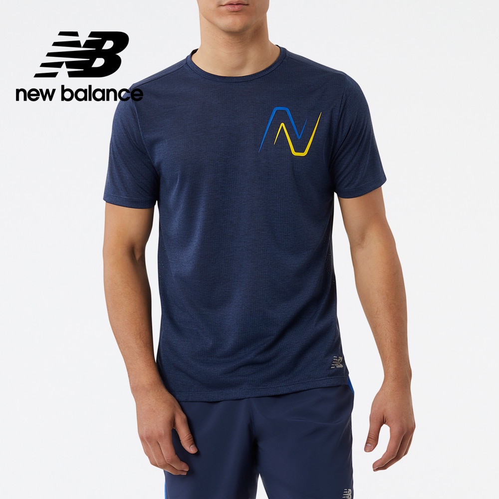 【New Balance】 NB 短袖上衣_男性_深藍_AMT21277NIH