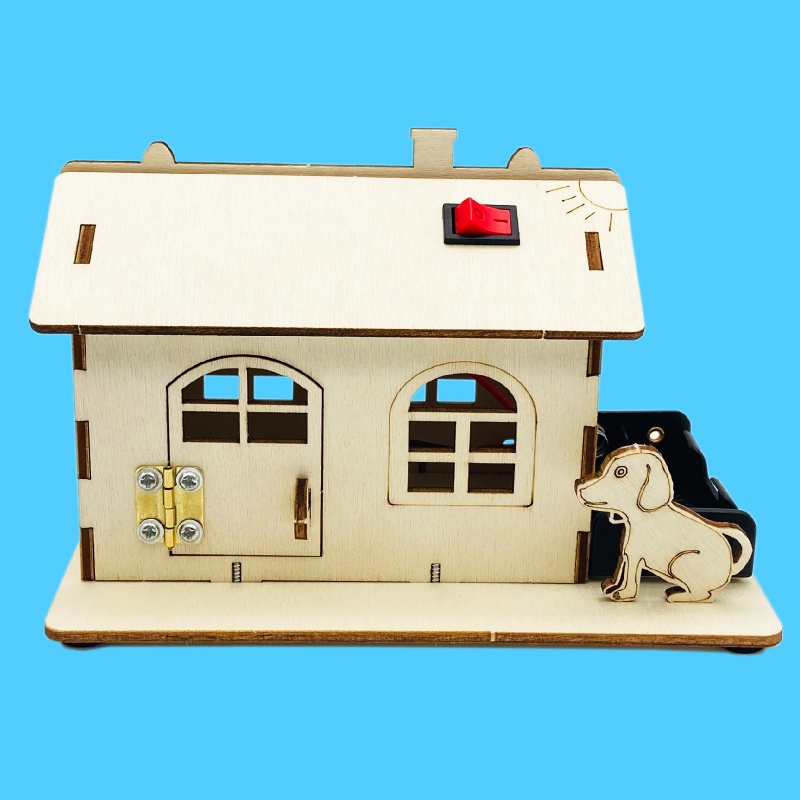 七彩燈光小屋 科技小製作diy房子模型stem教具拼插小木屋