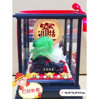 百財如意 送禮 居家擺飾 開運 招財擺飾 祝福 開幕送禮 白菜如意 玻璃框 團體送禮