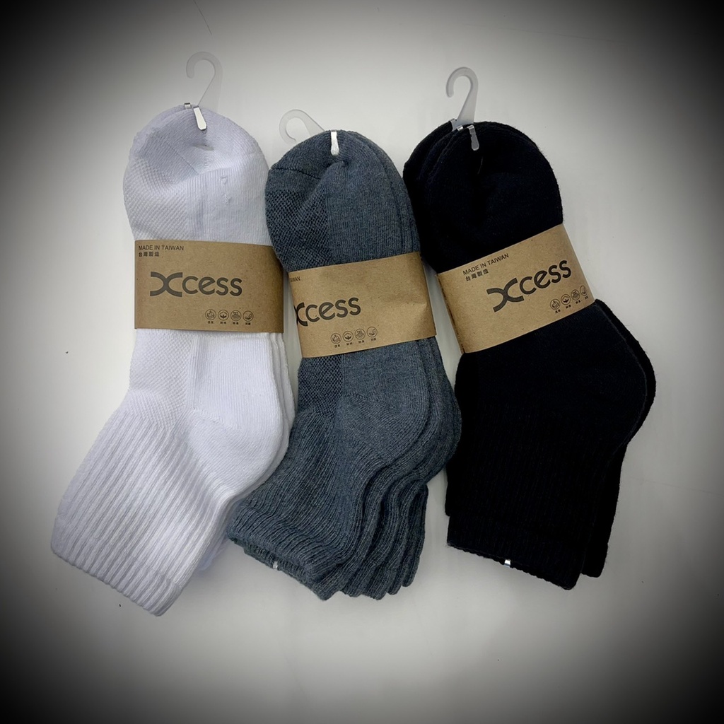 XCESS 抗菌機能襪 棉質 運動襪 休閒襪 中筒襪 三雙一組 台灣製造