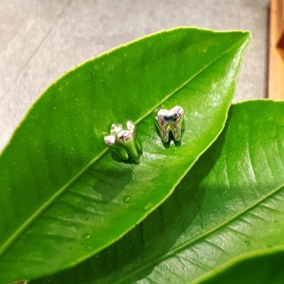 栗子泡芙飾品 925純銀 迷你造型耳環 （牙齒模型）