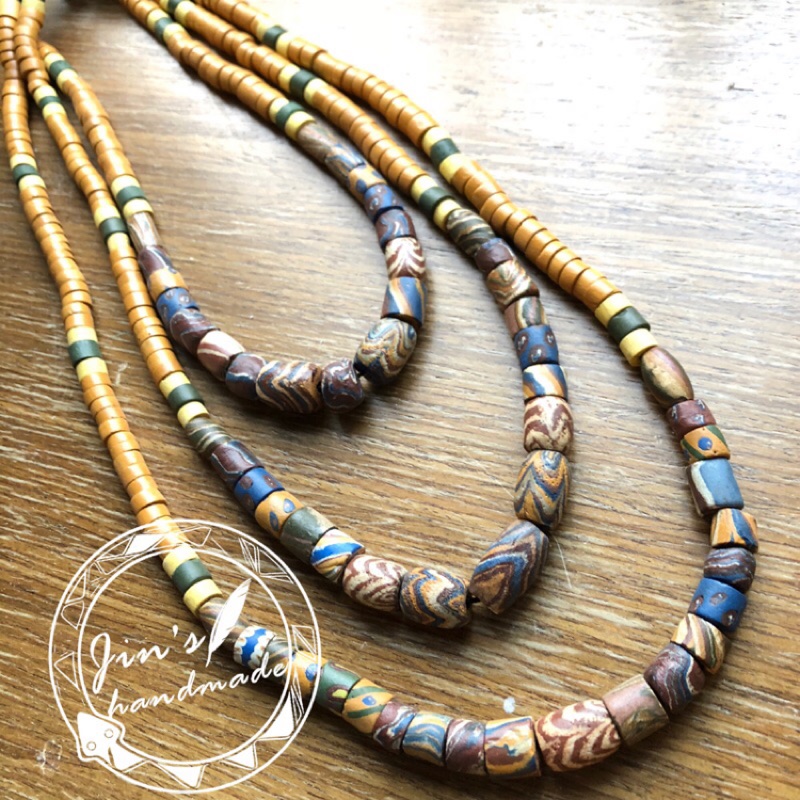 Jin S Handmade 原住民 排灣 魯凱 斯卡羅同款傳統晶土琉璃珠項鍊 蝦皮購物