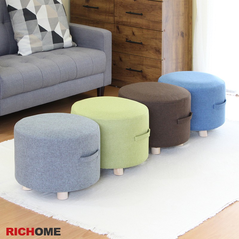 RICHOME    CH1253  胖胖大圓凳(直徑40CM)(提把設計)-4色  圓凳  椅凳  沙發凳  腳凳