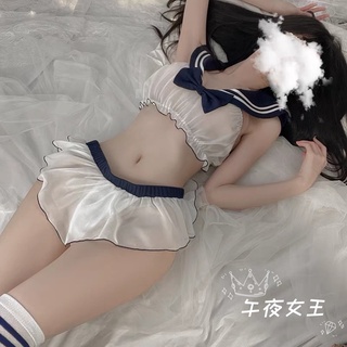 午夜女王👠現貨🔥雪紡透視開檔水手服 水手領制服誘惑 情趣內衣 性感學生制服 角色扮演 情趣角色服