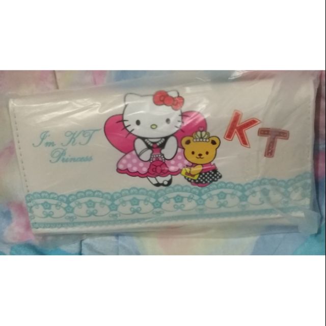 禎的小雜貨店^ω^三麗鷗 Hello Kitty 凱蒂貓 卡通 長夾 錢包 包包 共兩款 淺藍色花紋 深藍色花紋