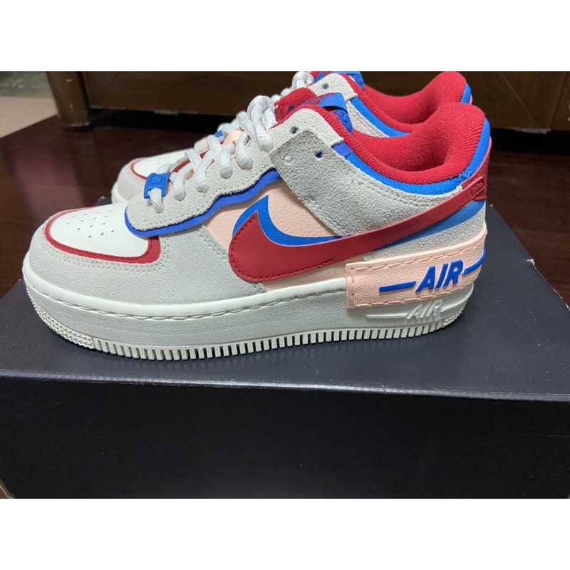 Nike Air Force 1 Shadow 女休閒鞋-白藍紅-CU8591100