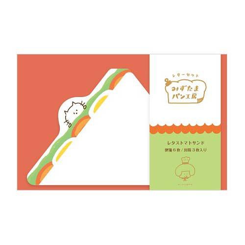 日本 PAPIER PLATZ Mizutama 造型信封信紙組/ 番茄生菜三明治　eslite誠品