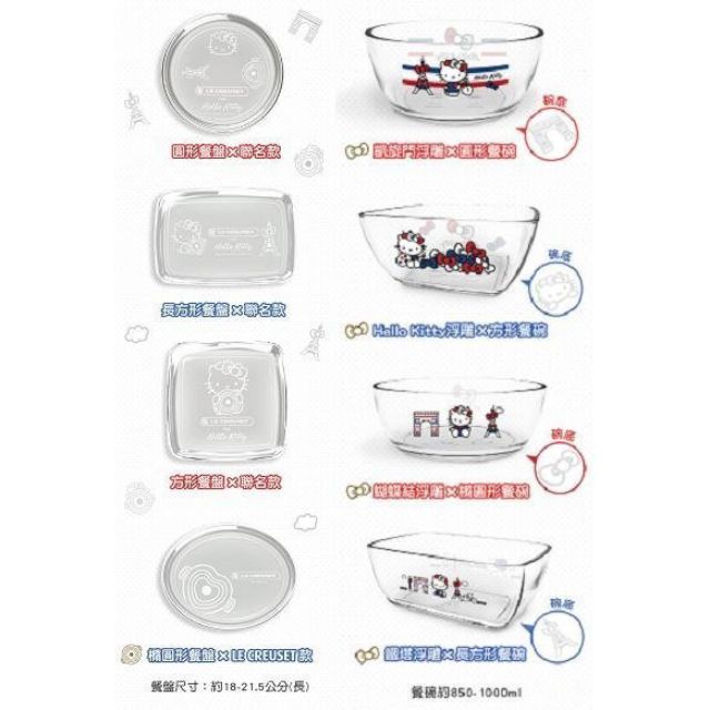 7-11 超玩美時尚 LE CREUSET x KITTY 限量耐熱玻璃餐盤+餐碗 (全套8款一套1000元