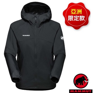 【MAMMUT 長毛象】女款輕量防風透氣連帽外套 Convey WB Hooded AF /黑_00540