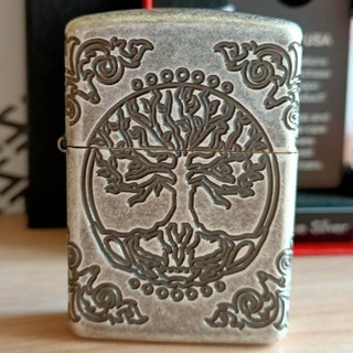 Asw Zippo打火機armor 鍍銀仿舊tree Of Life生命樹 蝦皮購物