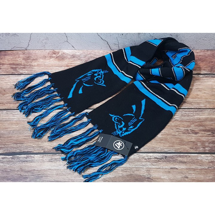 蝦拼殿 47brand  NFL美式足球卡羅來納黑豹黑藍色運動LOGO款圍巾 男生女生都可戴  現貨供應中