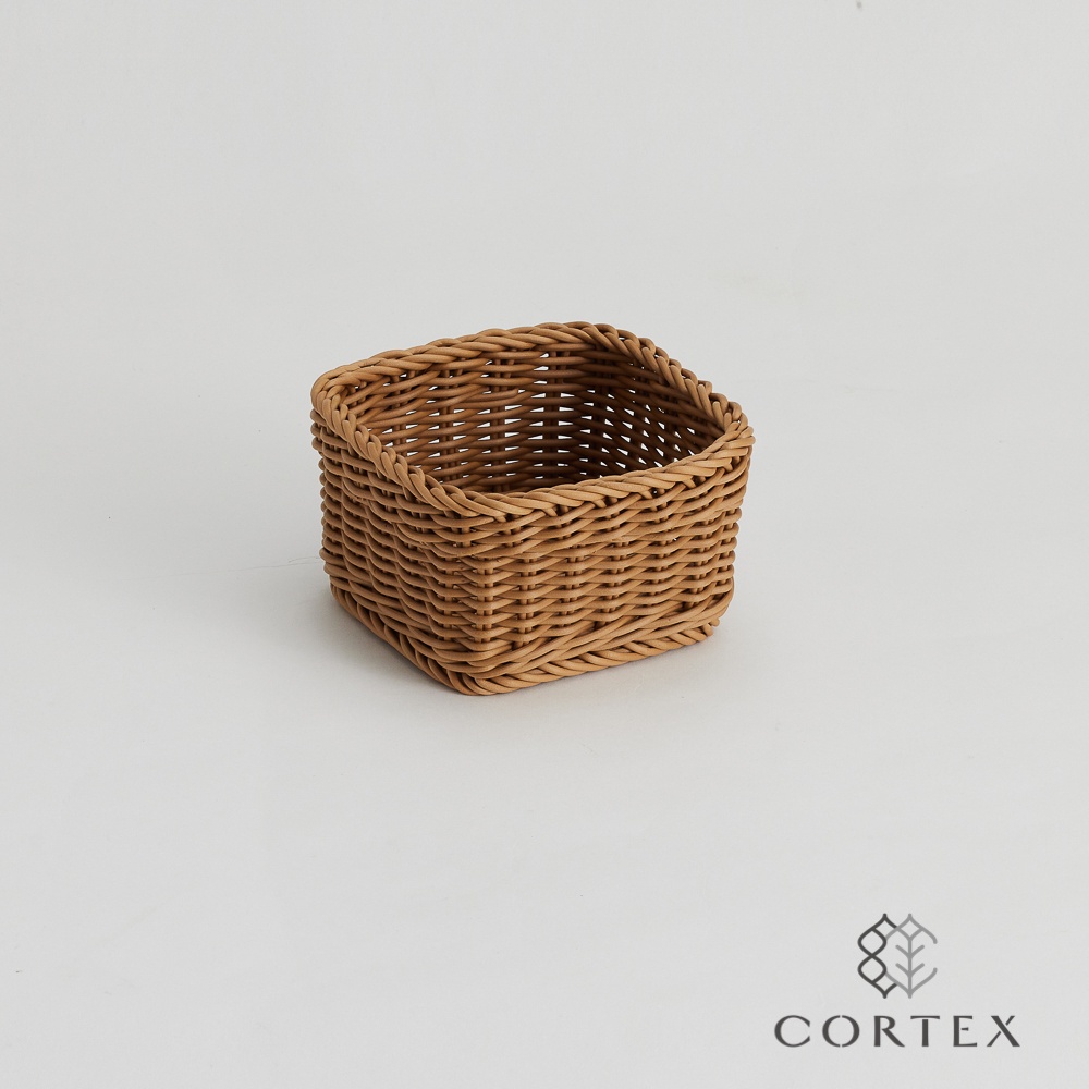 CORTEX 編織籃 仿藤籃 小方籃W14 卡其色