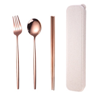 不鏽鋼便攜式餐具 勺筷叉三件套組 葡萄牙餐具 便攜式旅行餐具 勺子叉子筷子組合