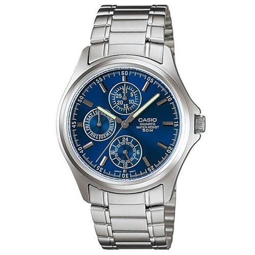 【CASIO】紳士專屬三眼指針錶-藍色(MTP-1246D-2A)正版宏崑公司貨