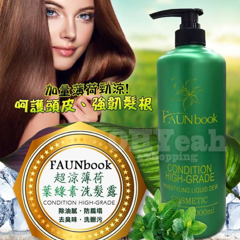 🎀現貨🎀 FAUNbook～沙龍級洗髮專用！葉綠素超涼薄荷潔淨洗髮露1000ML