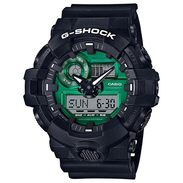 【CASIO】G-SHOCK 金屬綠色系大錶徑款 GA-700MG-1A 台灣卡西歐公司貨 保固一年