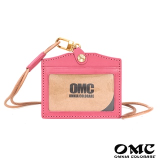 【OMC】職人通用歐洲植鞣革橫式牛皮證件套悠遊卡套(芭比粉)
