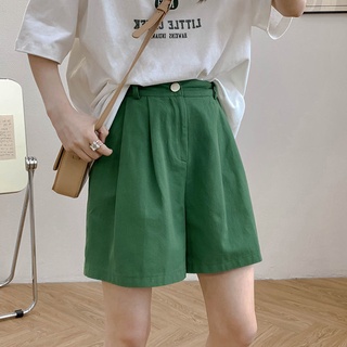 純棉工裝短褲女夏季新款寬鬆顯瘦百搭高腰闊腿褲外穿五分褲