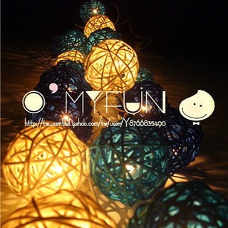 ▌OMYFUN創意生活 ▌《藤球燈飾-地中海風》露營燈/氣球燈/拍照道具/海洋風/籐球