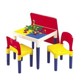 【Hi-toys】現貨  方形積木桌椅組~送網袋及100顆小積木哦!!