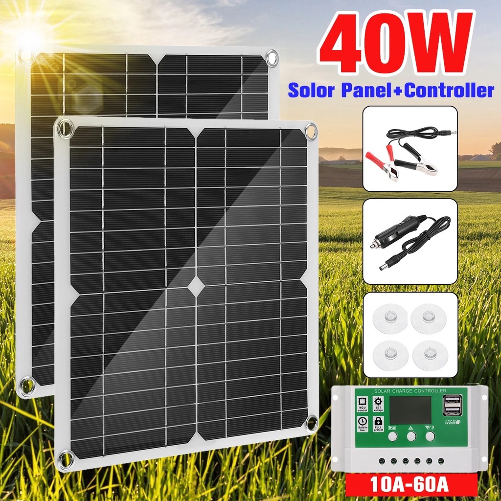 100W 40W 18V 單晶硅 柔性 太陽能板 防水 太陽能電池板 太陽能 太陽能板控制器套件 光伏發電戶外充電 露營