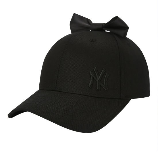 預購特價【韓Lin連線代購】韓國 MLB -- 黑色NY小刺繡後蝴蝶結黑色棒球帽 RIBBON POINT CURVE