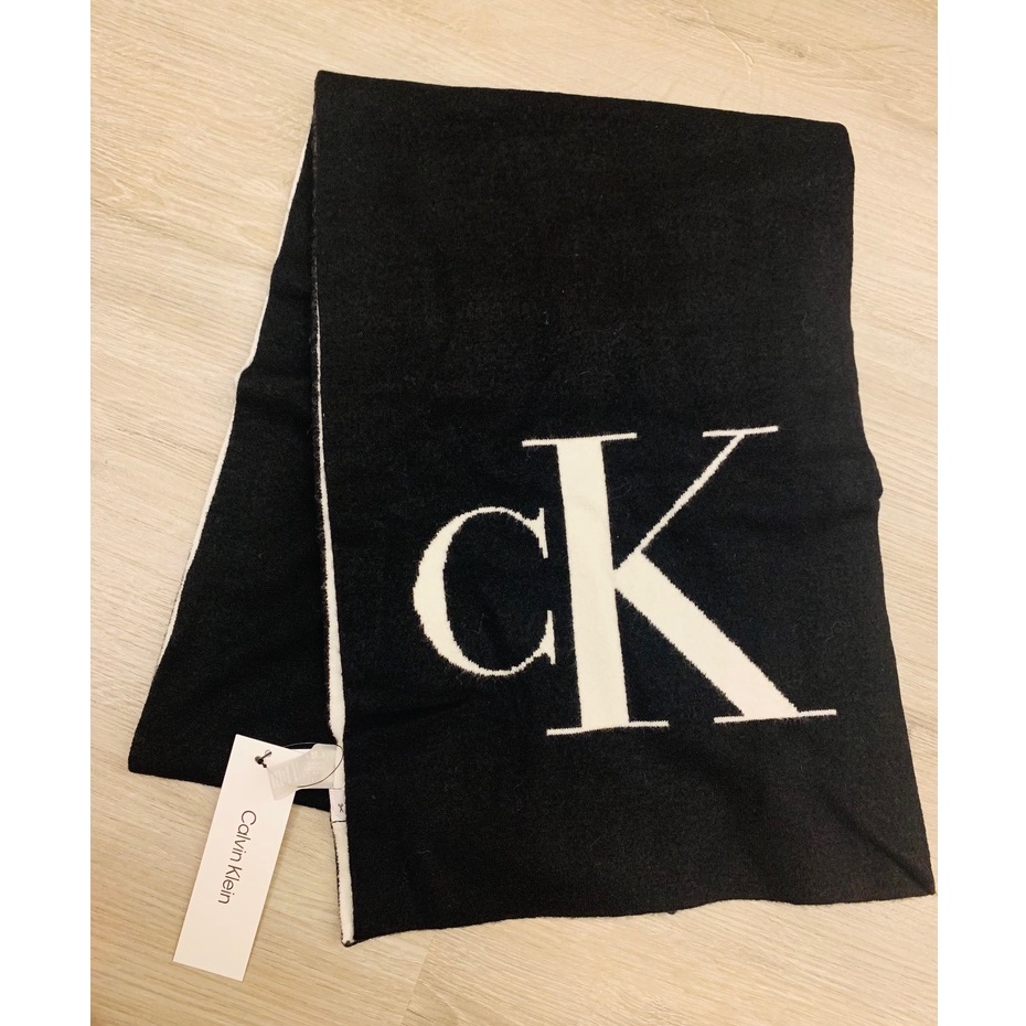 全新 現貨 CK Calvin Klein 兩用 雙面 拚色 圍巾