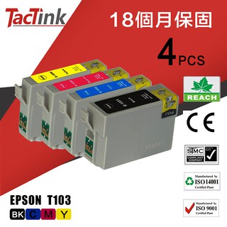 【TacTink】EPSON 103 相容 墨水匣組合包副廠 1黑3彩 適用Stylus T40W/TX550W（含稅）