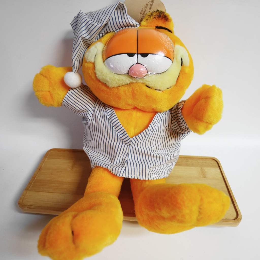全新 1978年 1入 超大型 睡衣加菲貓 中式 日式 厚毛 布偶 早期老物品味童趣收藏