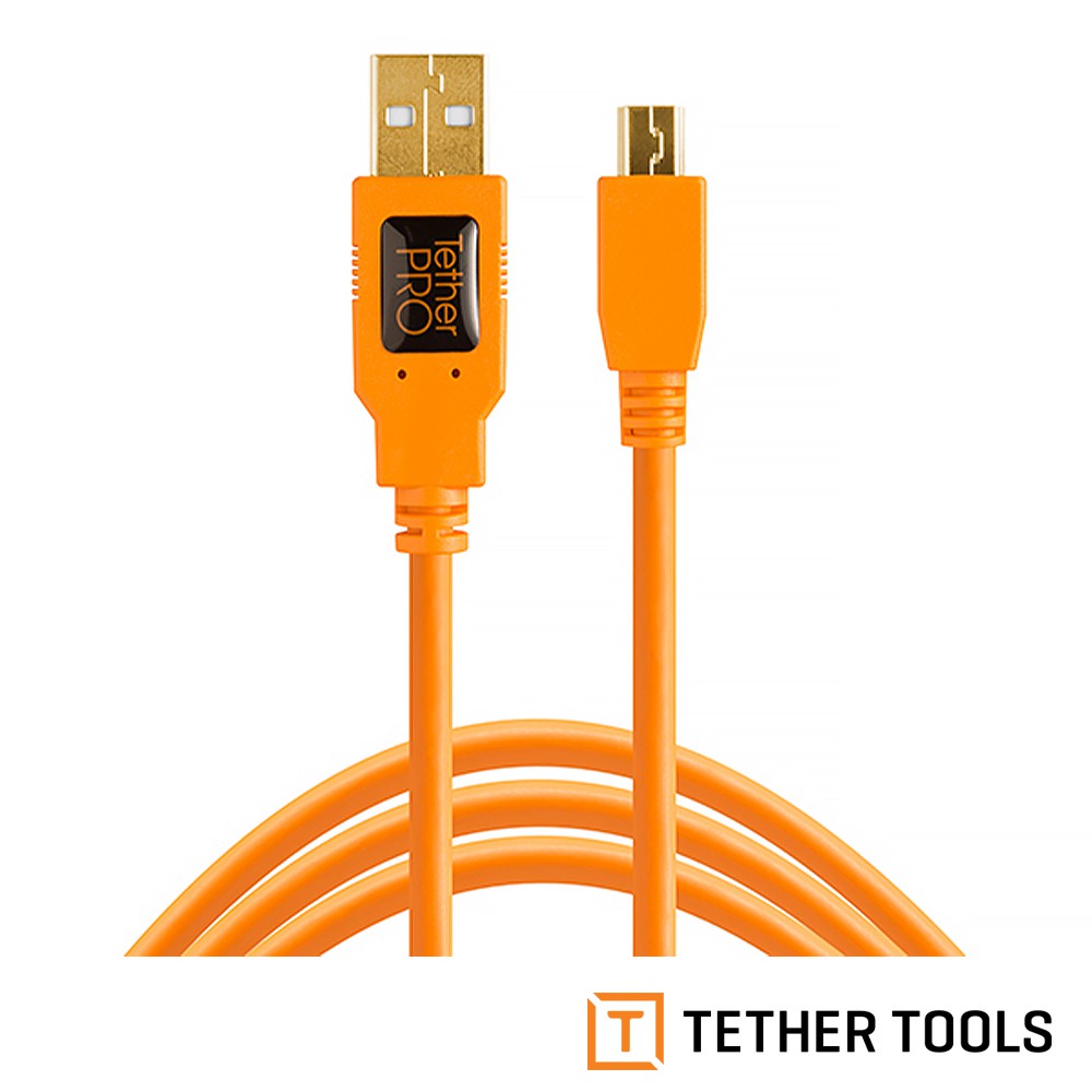 Tether Tools CU5451 USB2.0 轉 MINI B 5PIN 專業拍攝線 傳輸線 橘 4.6M