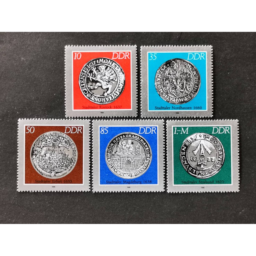 (C6220)德國1986年德國舊塔拉銀幣郵票 5全
