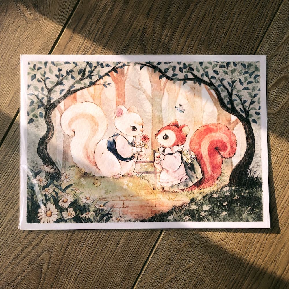 【鹿比雜貨】pani插畫「動物森友會 🌳 厚卡 / 裝飾海報」小潤 軟糖 松鼠 島民 童話風 同人 二創