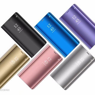 三星S22 S10 S21 S8 S9+全透視感應皮套 鏡面 NOTE10+ S20 ultra手機殼 立式帶支架保護套
