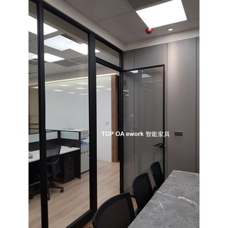 TOP OA ework智慧傢俱/【黑色門框+黑色鋁框強化清玻璃門】工業風OA高隔間/玻璃隔間/辦公室空間規劃設計/