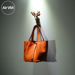 Airvivi 定製春夏新款 頭層牛皮真皮女包水桶包 菜籃子包手提包