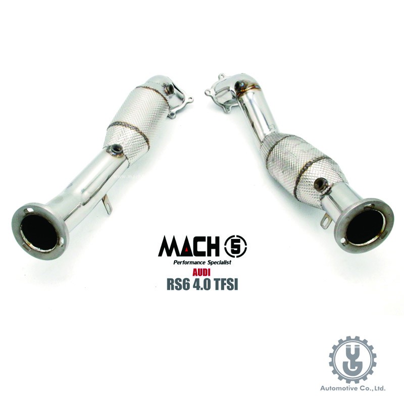 MACH5 高流量帶三元催化頭段 當派 排氣管 奧迪AUDI C7 RS6 RS7 4.0 TFSI 【YGAUTO】