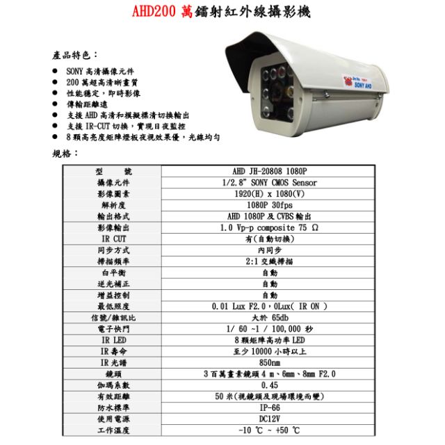 台灣製造 大型監視器鏡頭