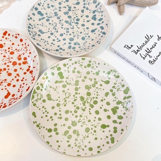 潑墨斑點餐盤 潑墨餐盤 斑點餐盤 餐盤 盤子 器皿 韓國餐盤 陶瓷盤 甜點盤