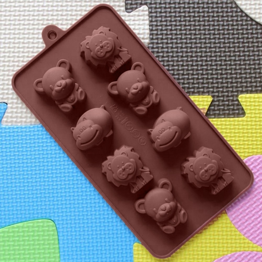🍰妙妙屋🍰 8連小熊河馬獅子巧克力模具 DIY矽膠蛋糕烘焙工具