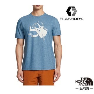 【美國 The North Face】男款 閃電快乾短袖圓領印花上衣FlashDry/特價85折/蒙特藍N 4UAK
