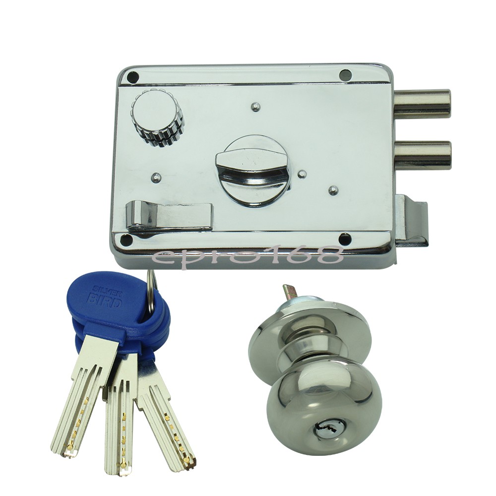 鳥牌三段式不反鎖喇叭型分離式 單開式 三段鎖鐵門鎖電白606 不鏽鋼白鐵607 蝦皮購物