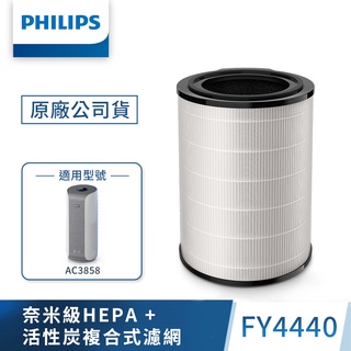 【PHILIPS 飛利浦】 奈米級勁護HEPA&活性碳複合式濾網 FY4440 (適用型號: AC3858)