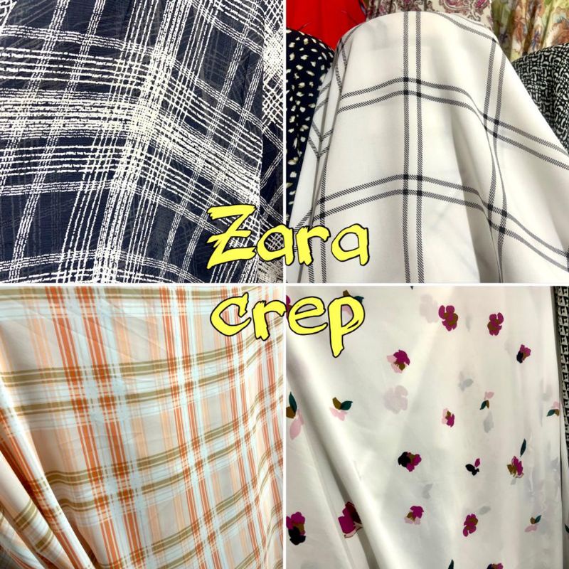 Zara crep Material zara crep Fabric 圖案進口面紗材料上衣面料儀表零售材料上衣面料上衣