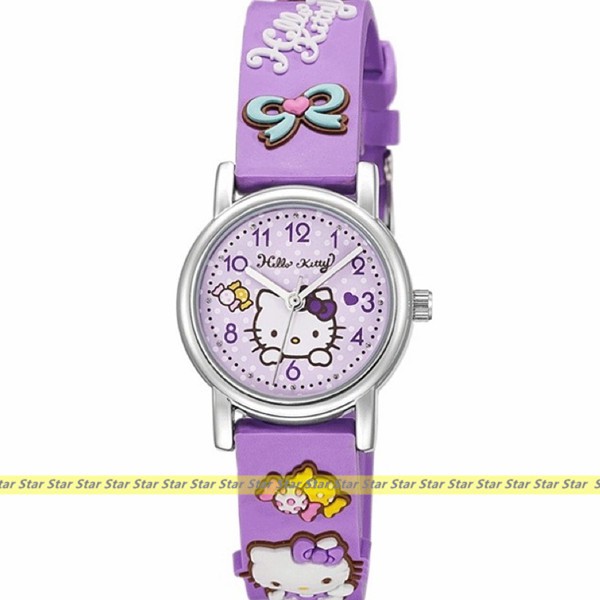 ＊星光鐘錶＊ Hello Kitty手錶 三麗鷗正版授權【凱蒂貓生動迷人立體圖案手錶】(紫色) KT015