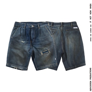 REPUTATION 22SS DENIM SHORTS 牛仔短褲 寬版 破壞 繭型短褲