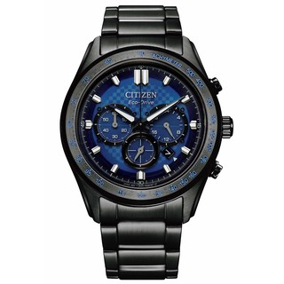 CITIZEN 星辰 (CA4459-85L) 限定款光動能三眼計時鋼錶帶男錶-藍/黑-41mm