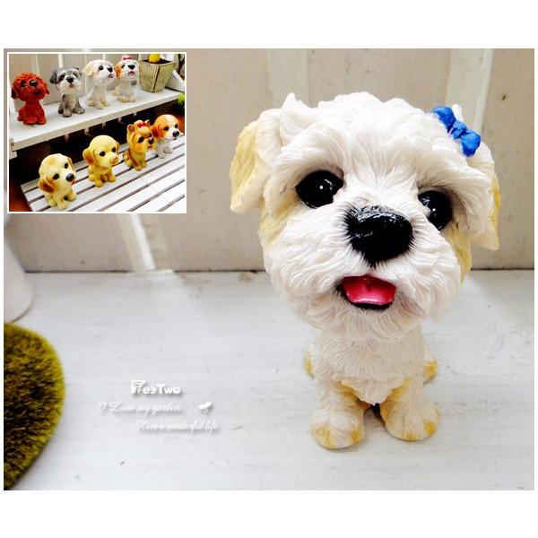 生活創意園藝 超q小狗 可愛 搖頭狗狗擺飾 馬爾濟斯 可黏在汽車 桌上 蝦皮購物