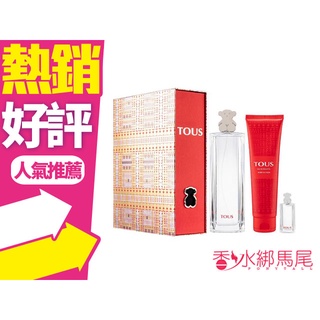 TOUS 淘氣小熊女性淡香水三件組禮盒 (淡香水90ml+淡香水4.5ml+身體乳100ml)◐香水綁馬尾◐