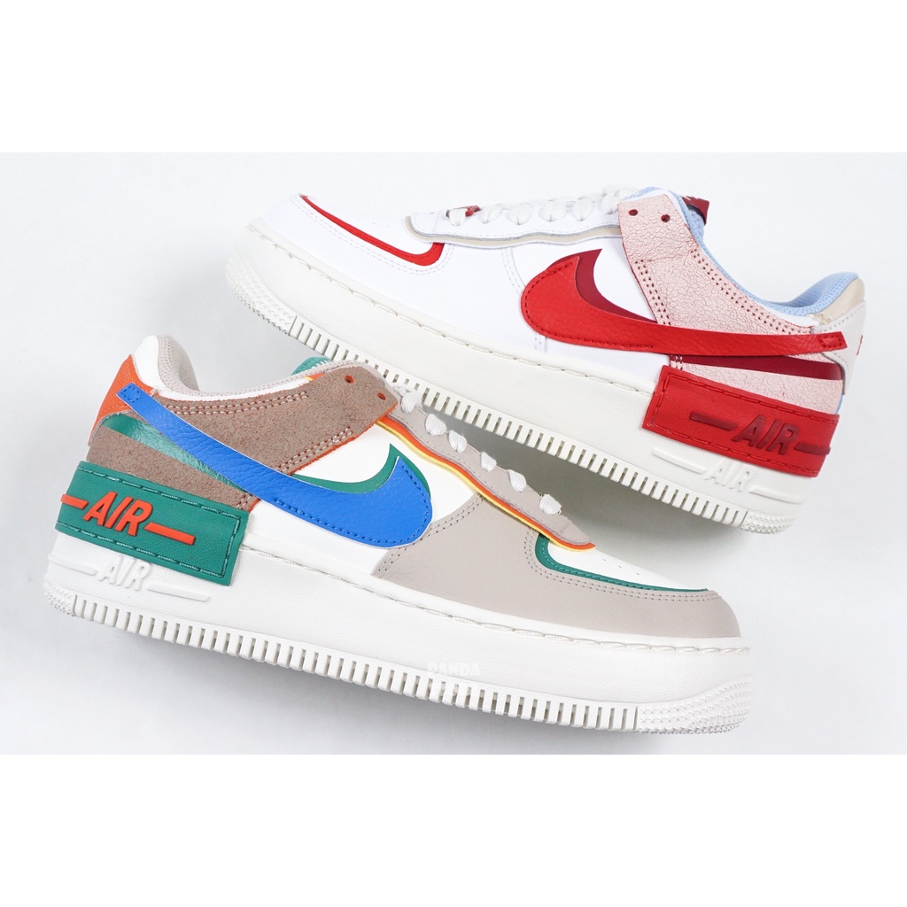 胖達）NIKE W AF1 SHADOW 解構 拼接 運動鞋 CI0919-108 白紅 109 卡其藍 女鞋