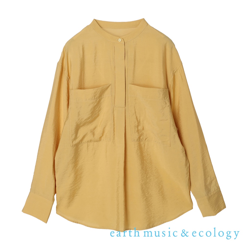 earth music&ecology 光澤感雙口袋鍛面長袖襯衫上衣(1L21L0A0200)